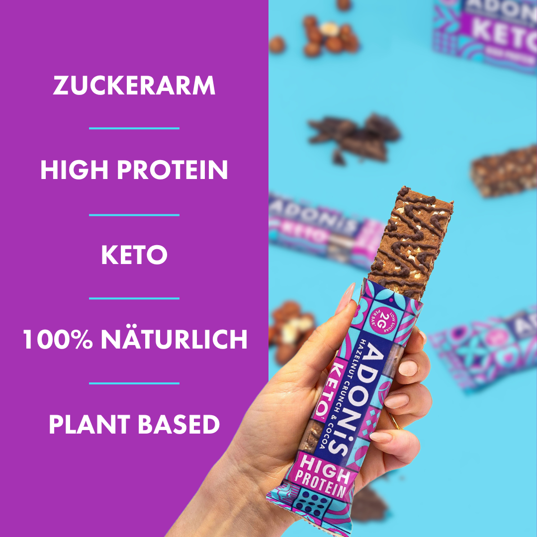 Barres Keto High Protein Crunch aux noisettes (16x45g)