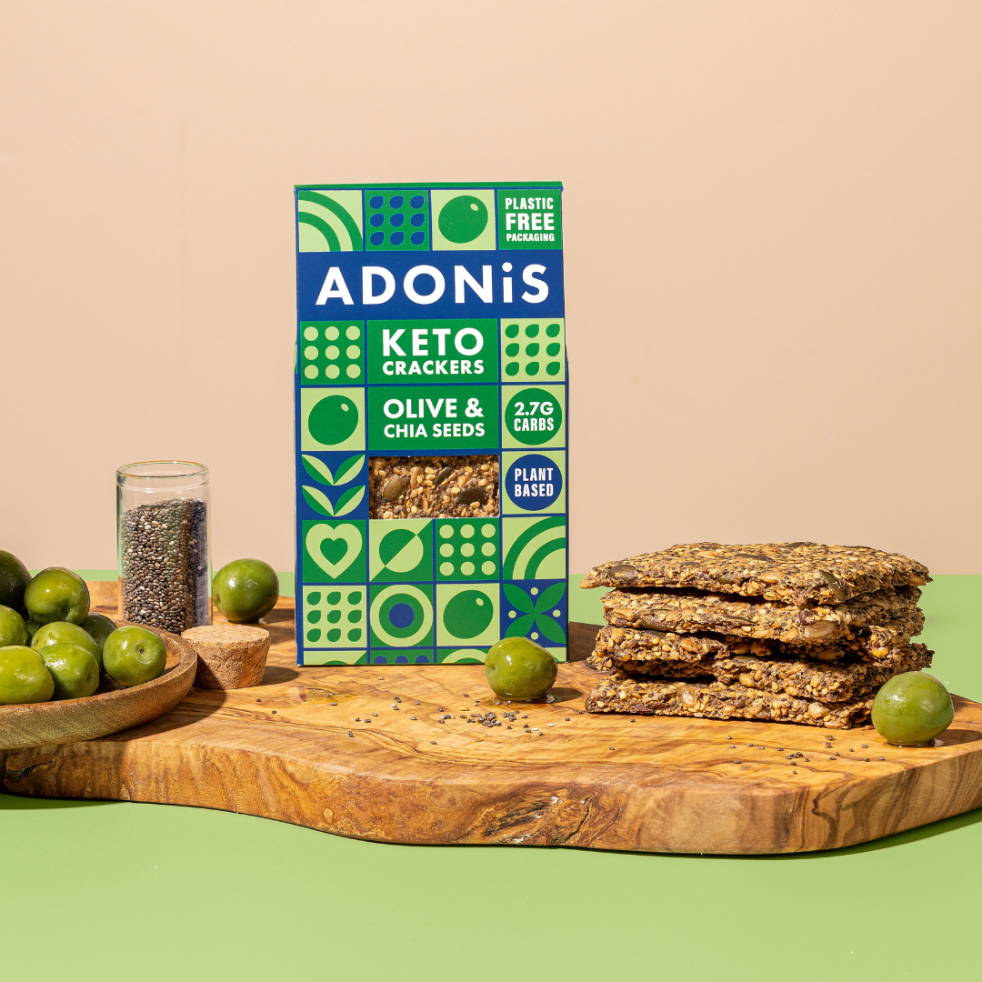 <tc>Keto Oliven & Chiasamen Cracker (10 x 60g Packung)</tc>