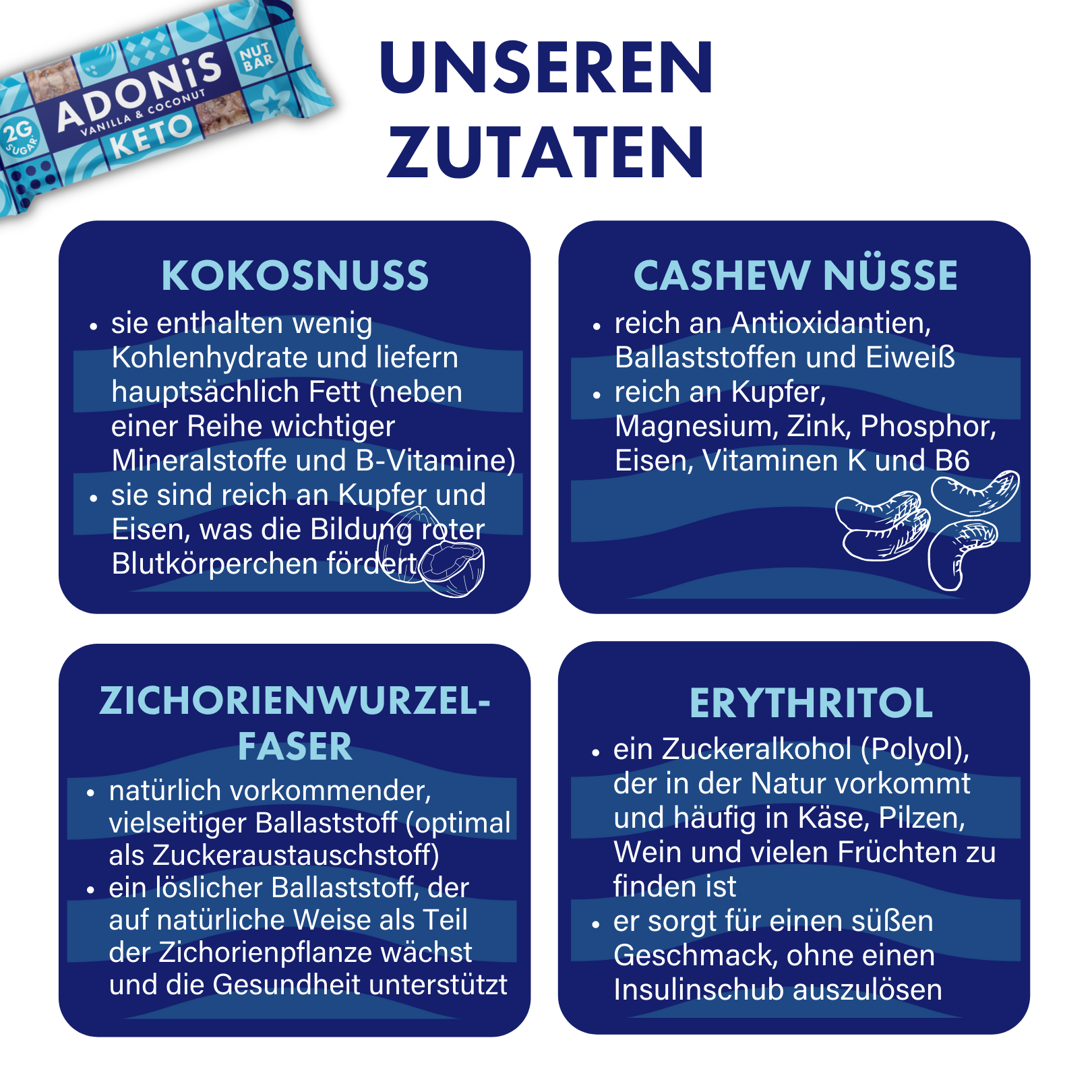 Batony Keto Orzechy Waniliowo-Kokosowe (16x35g)