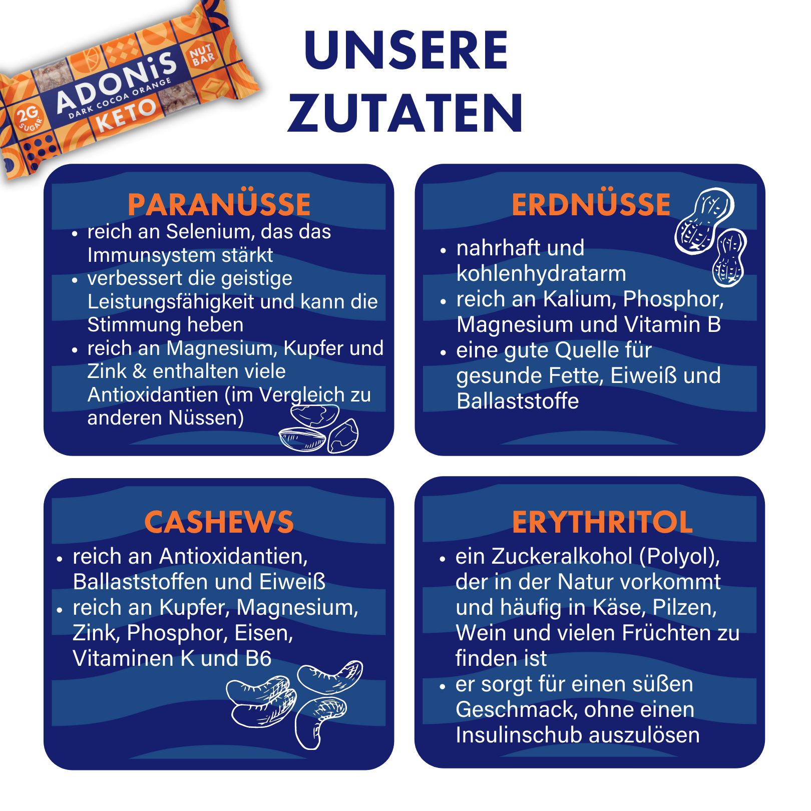 Barritas Keto Nut de Cacao Oscuro y Naranja (16x35g)