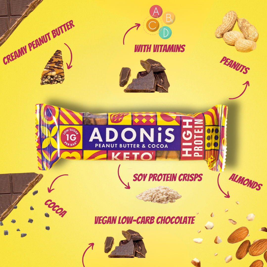 Peanut Butter & Cocoa Keto High Protein Bars (16x45g)